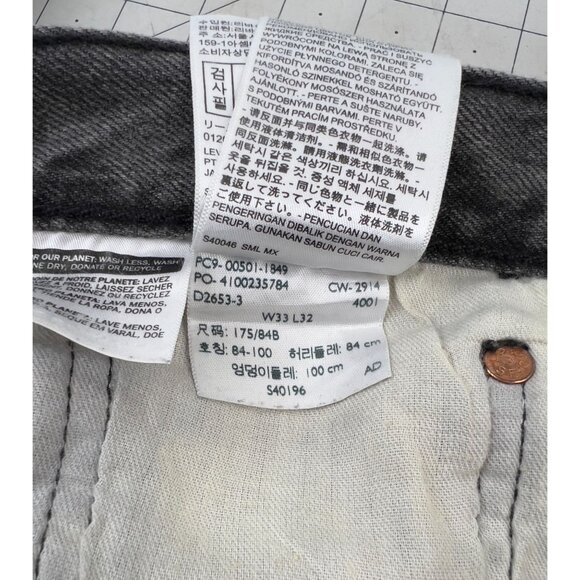 Levi's 501 Button Fly Jeans Black Denim  Acid Wash 33x32 (34x31 measured) Men's - Picture 6 of 15